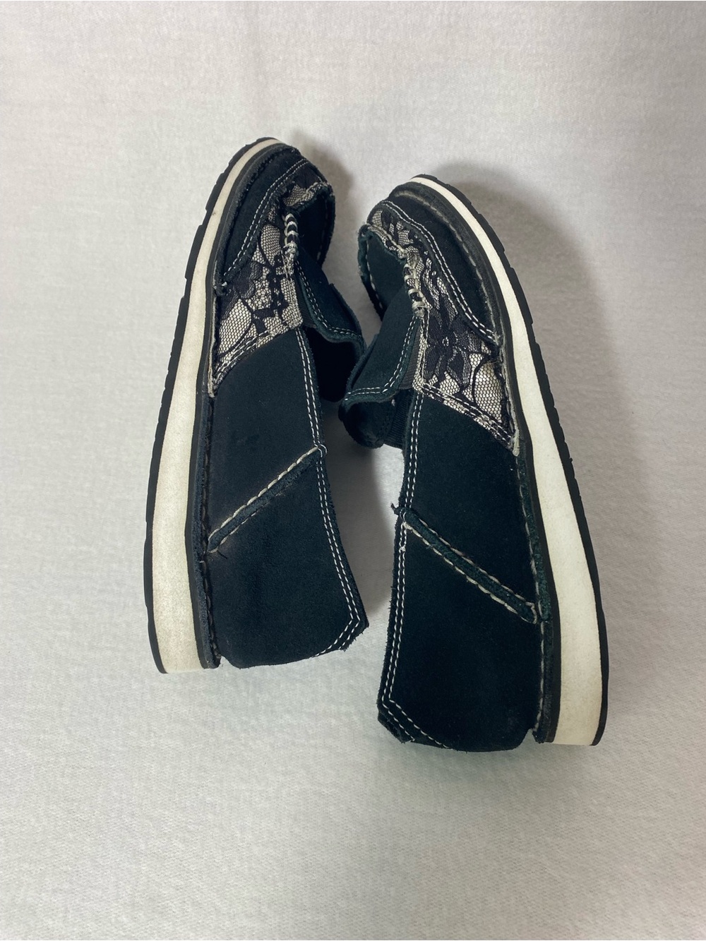 ARIAT Women’s Cruiser Shoes Black White Stitching Leather Slip On Loafer Size 9B - Picture 8 of 9